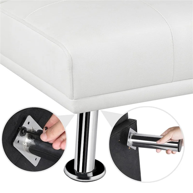 Divano reclinabile moderno in ecopelle, futon trasformabile in letto