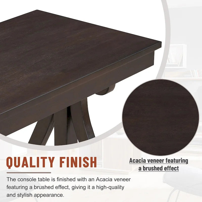 48-Inch Rustic Vintage Console Table --- Farmhouse Style Entryway Table with Open Shelf and Sturdy Construction