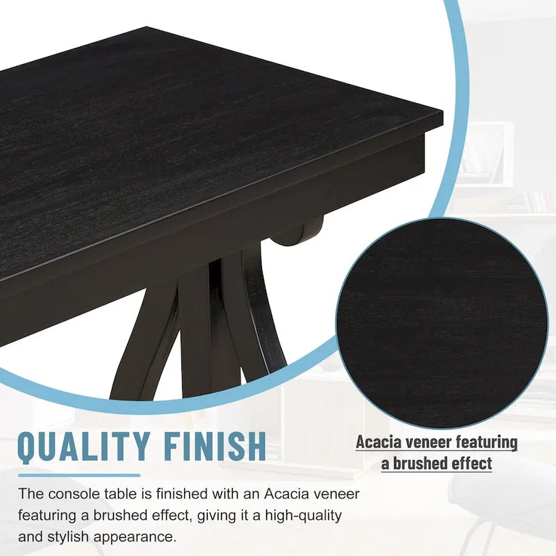 48-Inch Rustic Vintage Console Table --- Farmhouse Style Entryway Table with Open Shelf and Sturdy Construction