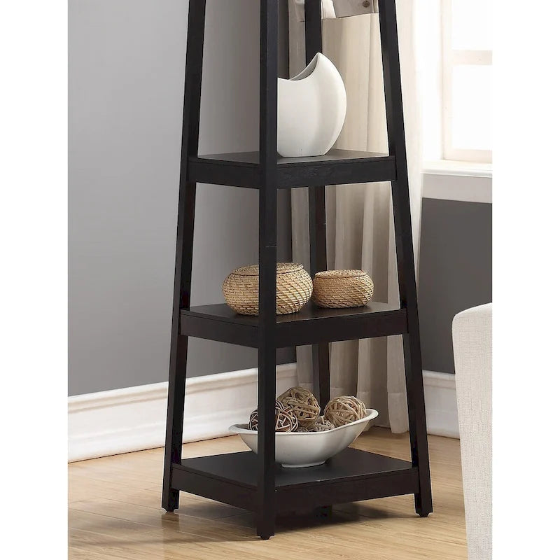 Porte-manteau en bois avec étagères de rangement à 3 niveaux