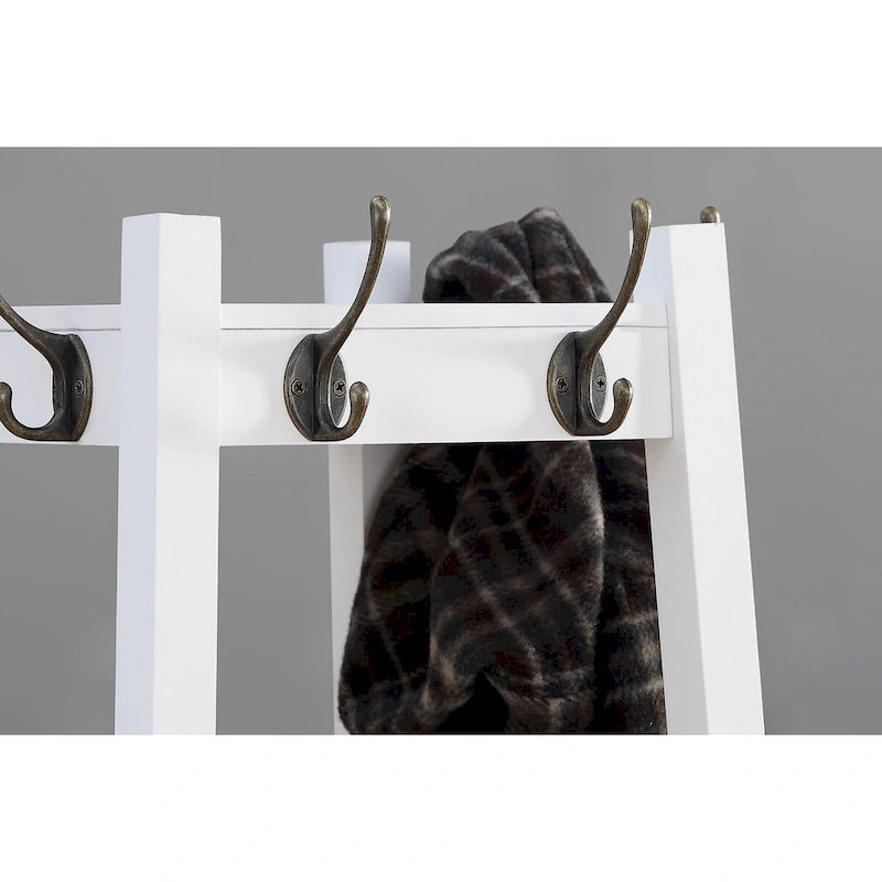 Porte-manteau en bois avec étagères de rangement à 3 niveaux