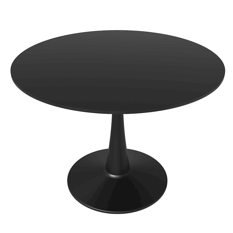 Ronde eettafel van 40" voor 4 personen met MDF-houten tafelblad en zwart stalen onderstel voor keuken en eetkamer