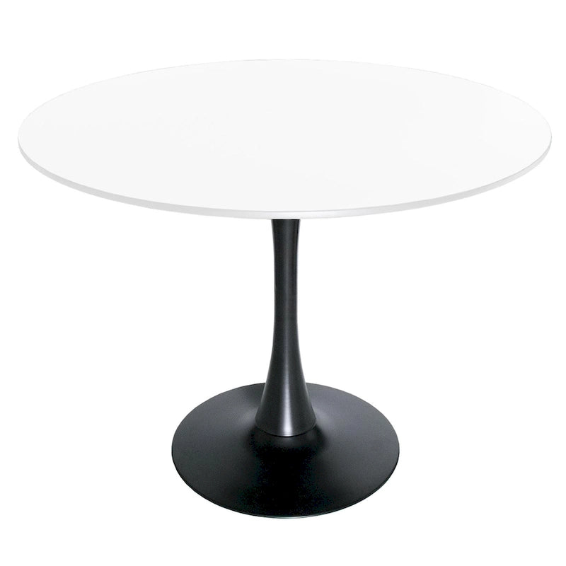 Ronde eettafel van 40" voor 4 personen met MDF-houten tafelblad en zwart stalen onderstel voor keuken en eetkamer
