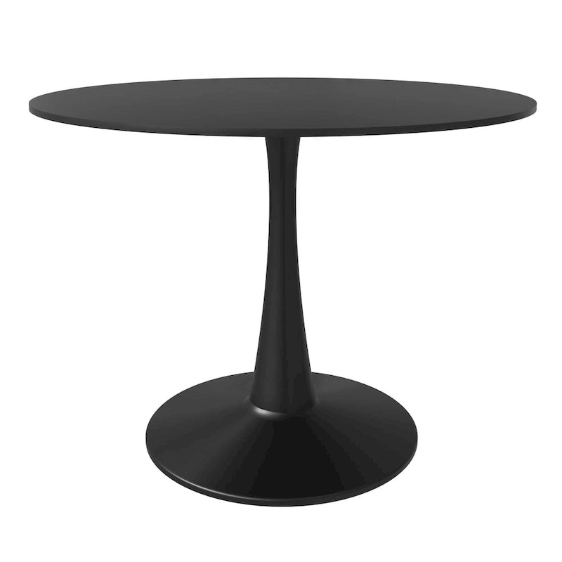 Ronde eettafel van 40" voor 4 personen met MDF-houten tafelblad en zwart stalen onderstel voor keuken en eetkamer
