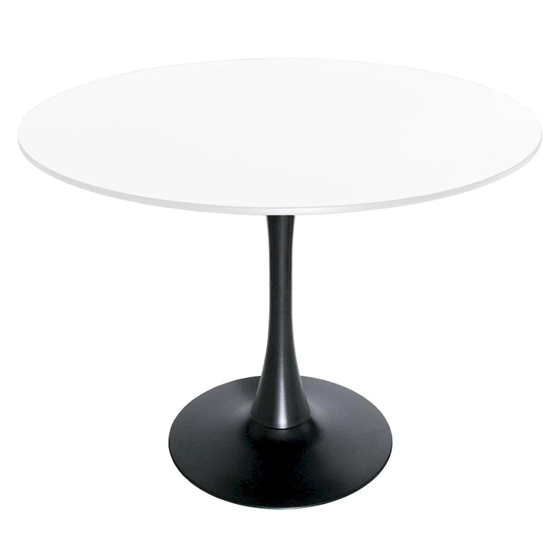 Ronde eettafel van 40" voor 4 personen met MDF-houten tafelblad en zwart stalen onderstel voor keuken en eetkamer