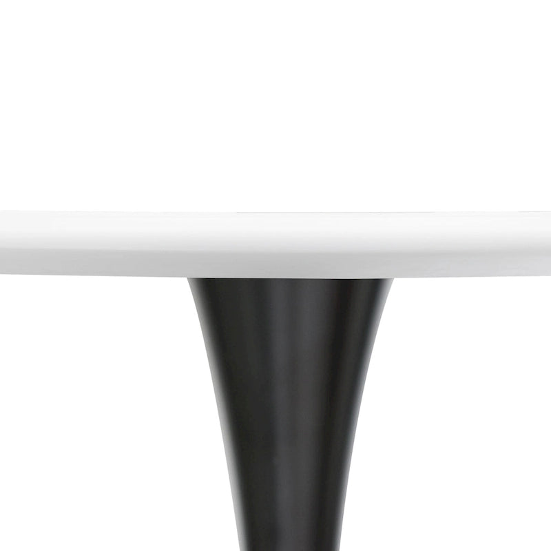 Ronde eettafel van 40" voor 4 personen met MDF-houten tafelblad en zwart stalen onderstel voor keuken en eetkamer